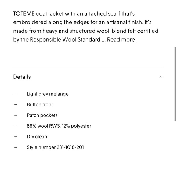 Toteme Gray Wool Jacket with Scarf Detail - Picture 4 of 7